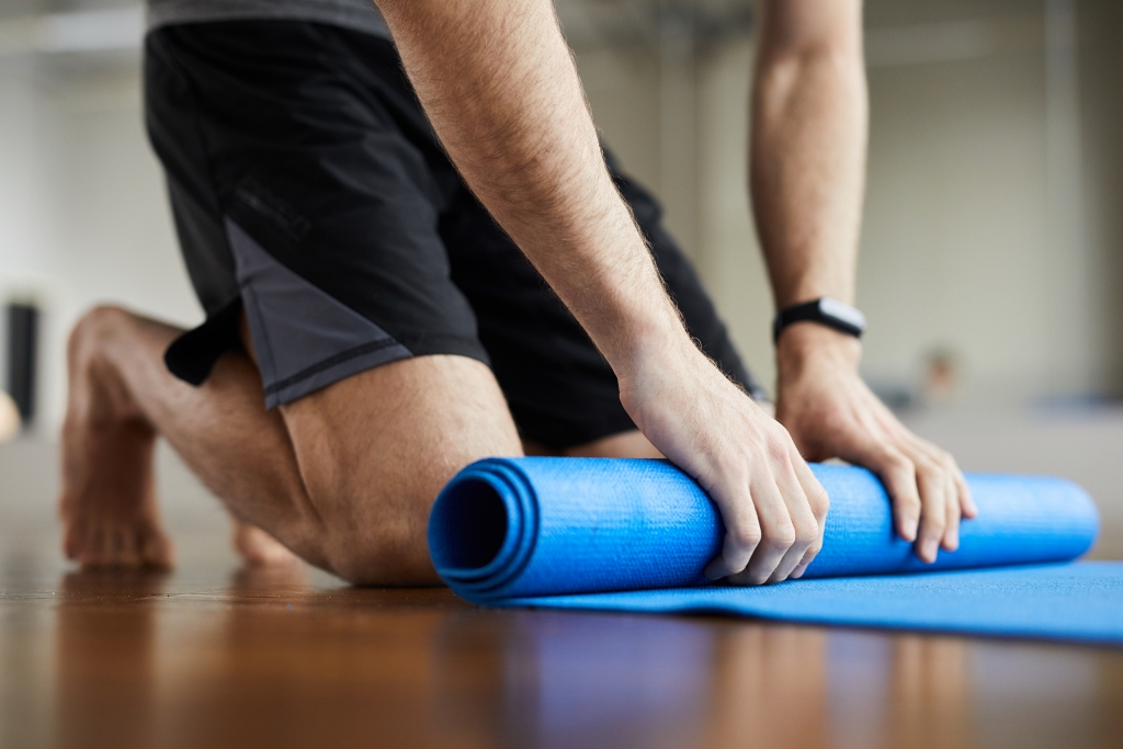 Rolling out exercise mat