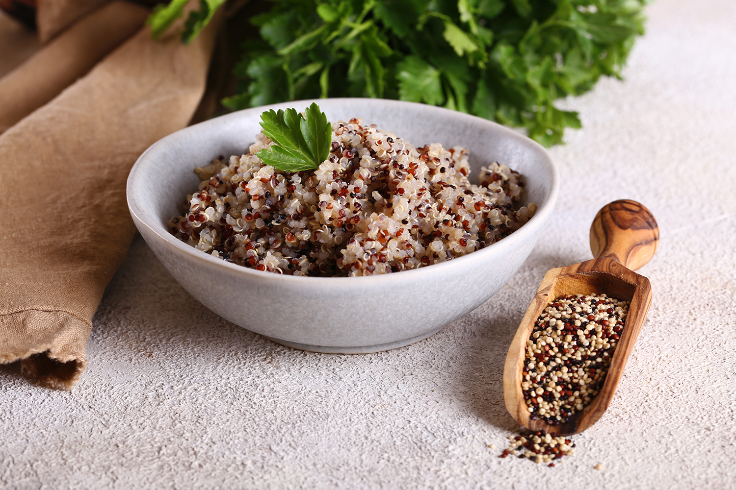 healthy grain boiled quinoa in a bowl