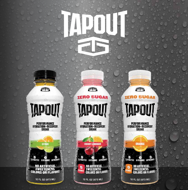 TapouT sports drink three flavors with logo