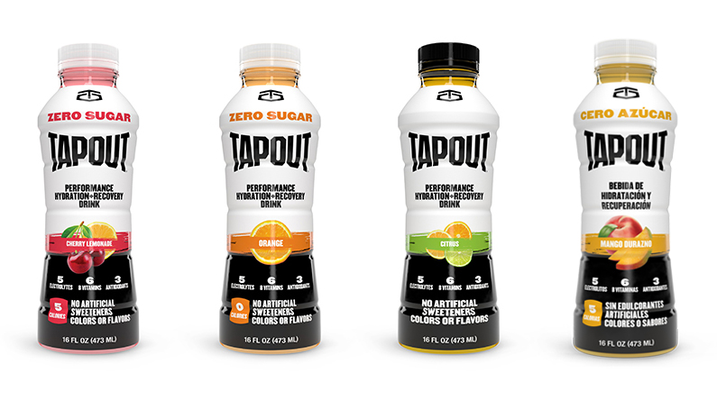 Four bottles of TapouT Drinks.